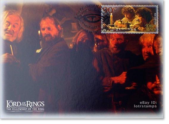 90 cent postcard design: Frodo vanishes into thin air upsetting nearby humans