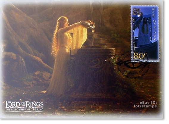 80 cent postcard design: the iconic Galadriel is the one figure who truly tests Frodo